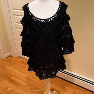 Talk of the Walk Black Crochet Top